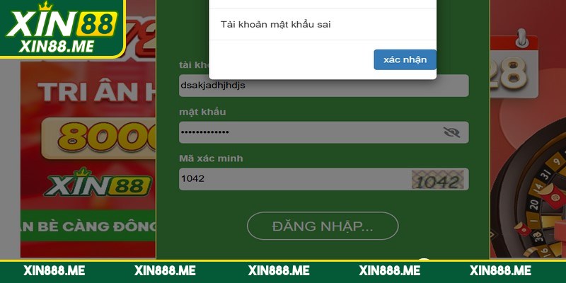 Một vài lỗi thường gặp khi đăng nhập Xin88